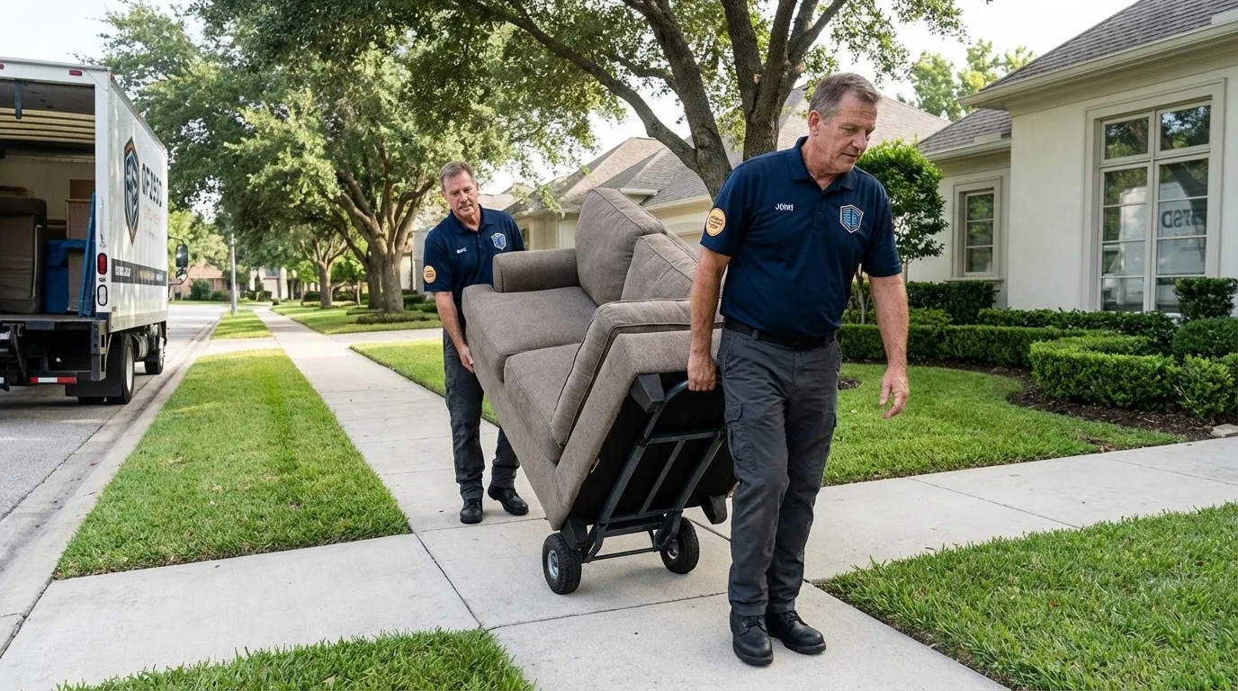 Local residential moving crew loading furniture in Del Norte, CO