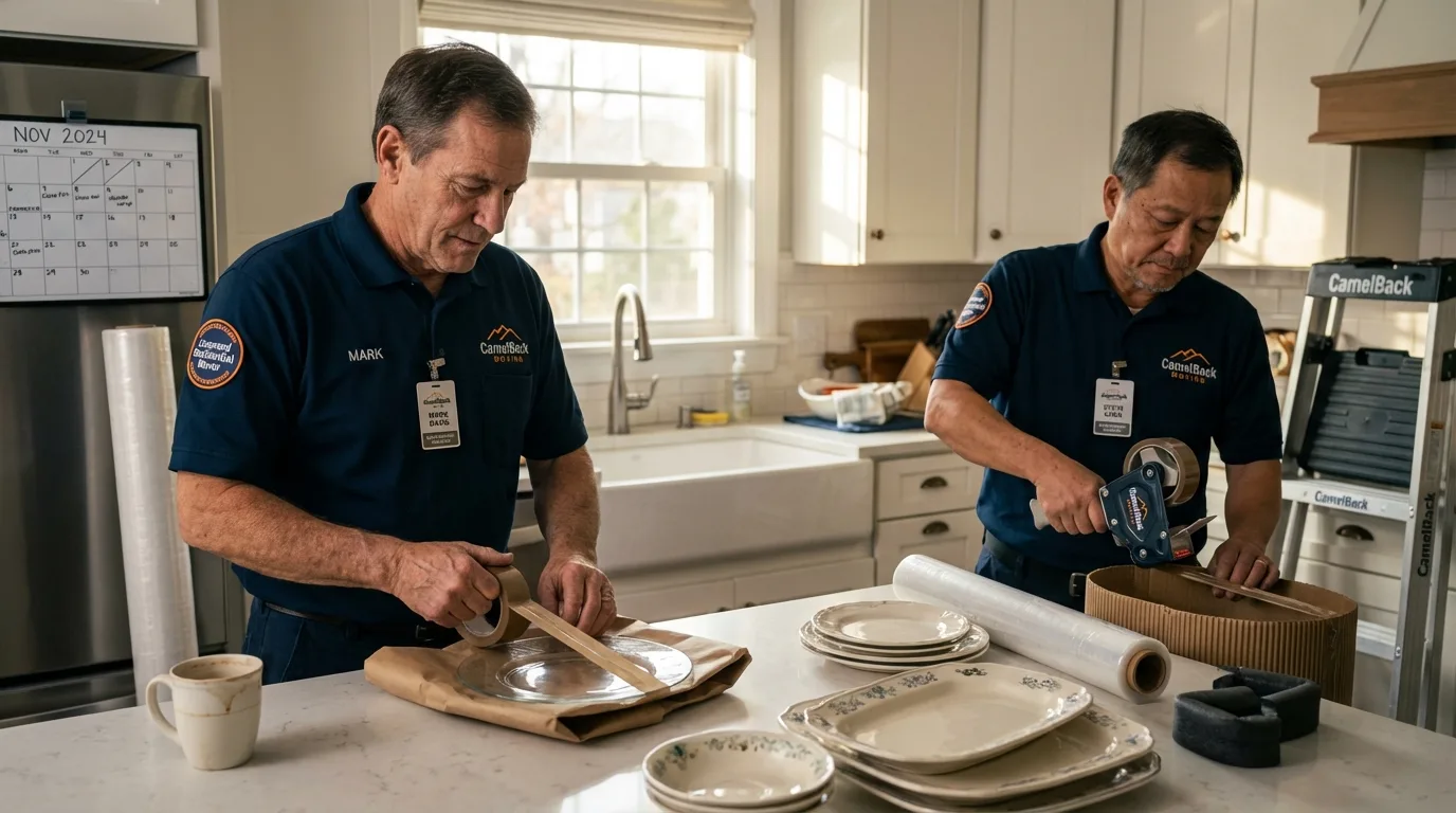 Professional crew packing kitchen dishware in Del Norte, CO